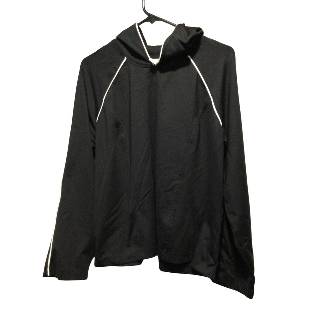 Style&co sport Black Sport Hooded Jacket White‎ Trim Athletic Activewear XL